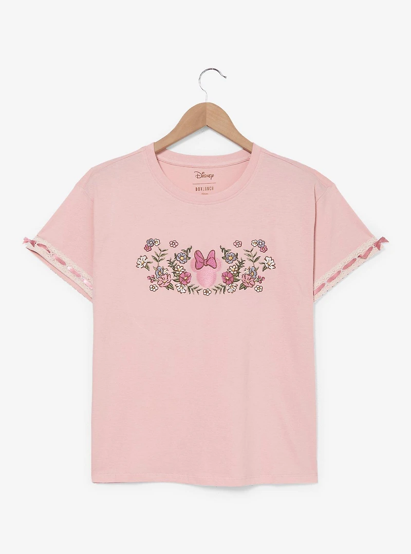 Disney Minnie Mouse Floral Lace Women's T-Shirt - BoxLunch Exclusive