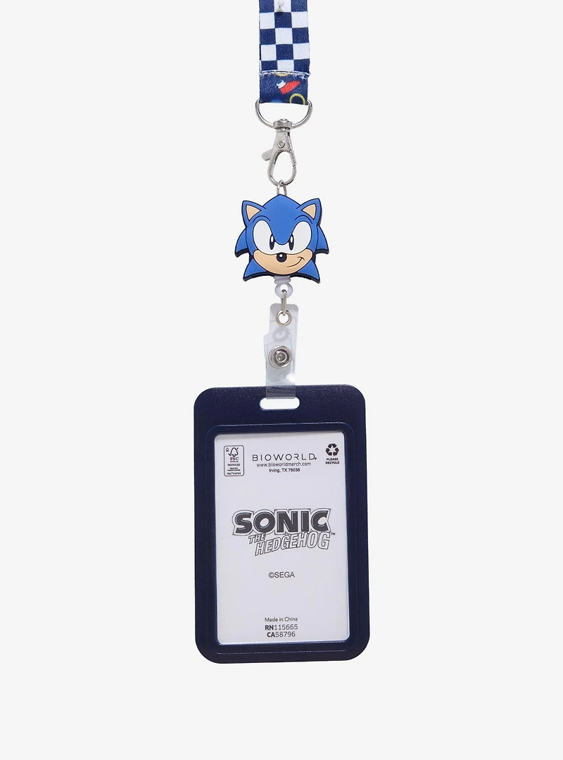 Sonic the Hedgehog Checkered Retractable Lanyard With Strap