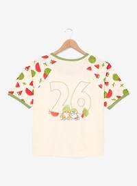 Mofusand Floral Fruit Cats Women's Plus Ringer T-Shirt - BoxLunch Exclusive