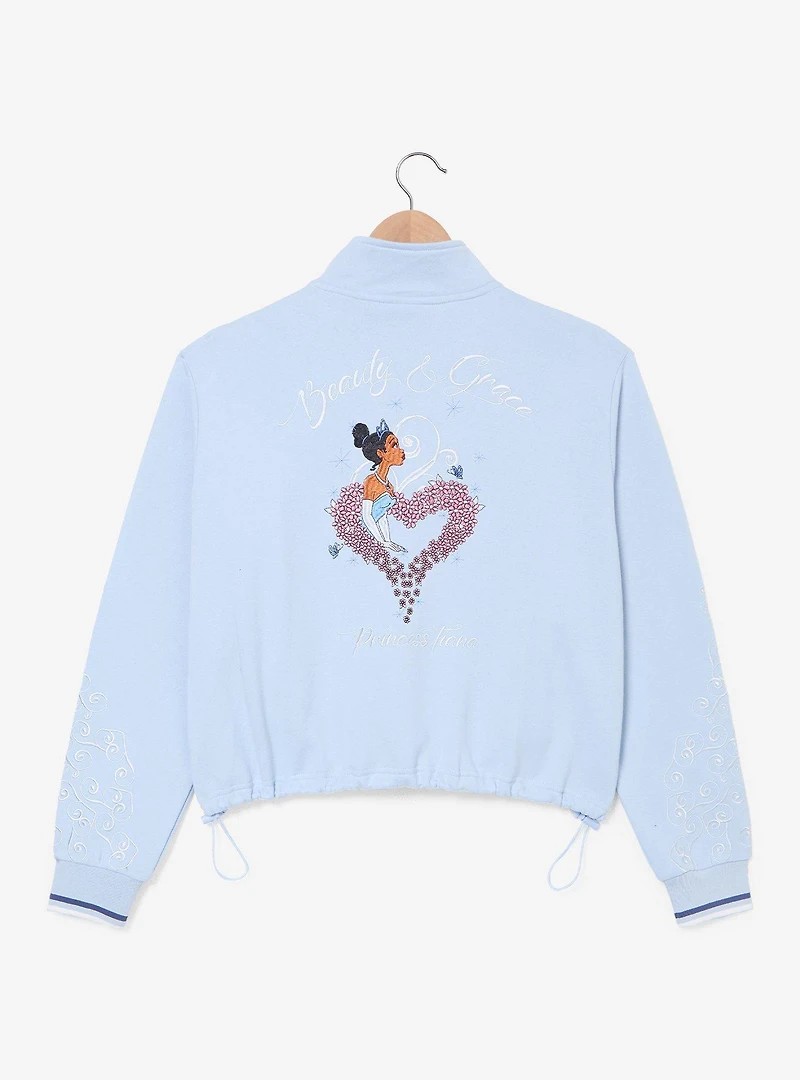 Disney The Princess and Frog Tiana Floral Women's Plus Cropped Quarter Zip Crewneck - BoxLunch Exclusive