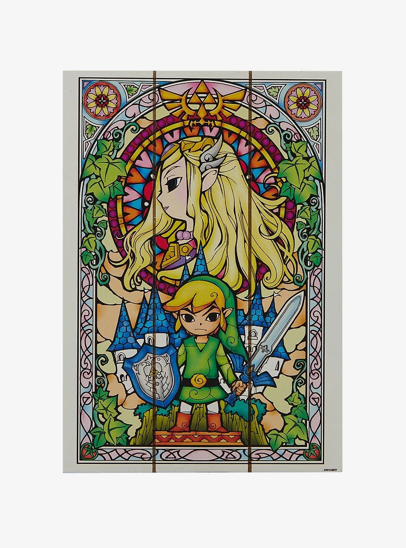 Nintendo The Legend of Zelda Link & Zelda Stained Glass Wood Wall Art