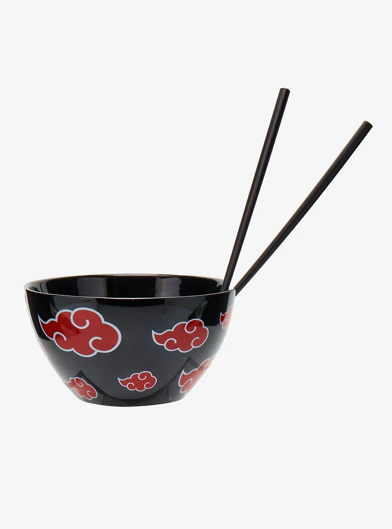 Naruto Shippuden Akatsuki Clouds Allover Print Ramen Bowl with Chopsticks
