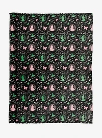 Wicked Glinda & Elphaba Silhouettes Allover Print Fleece Throw