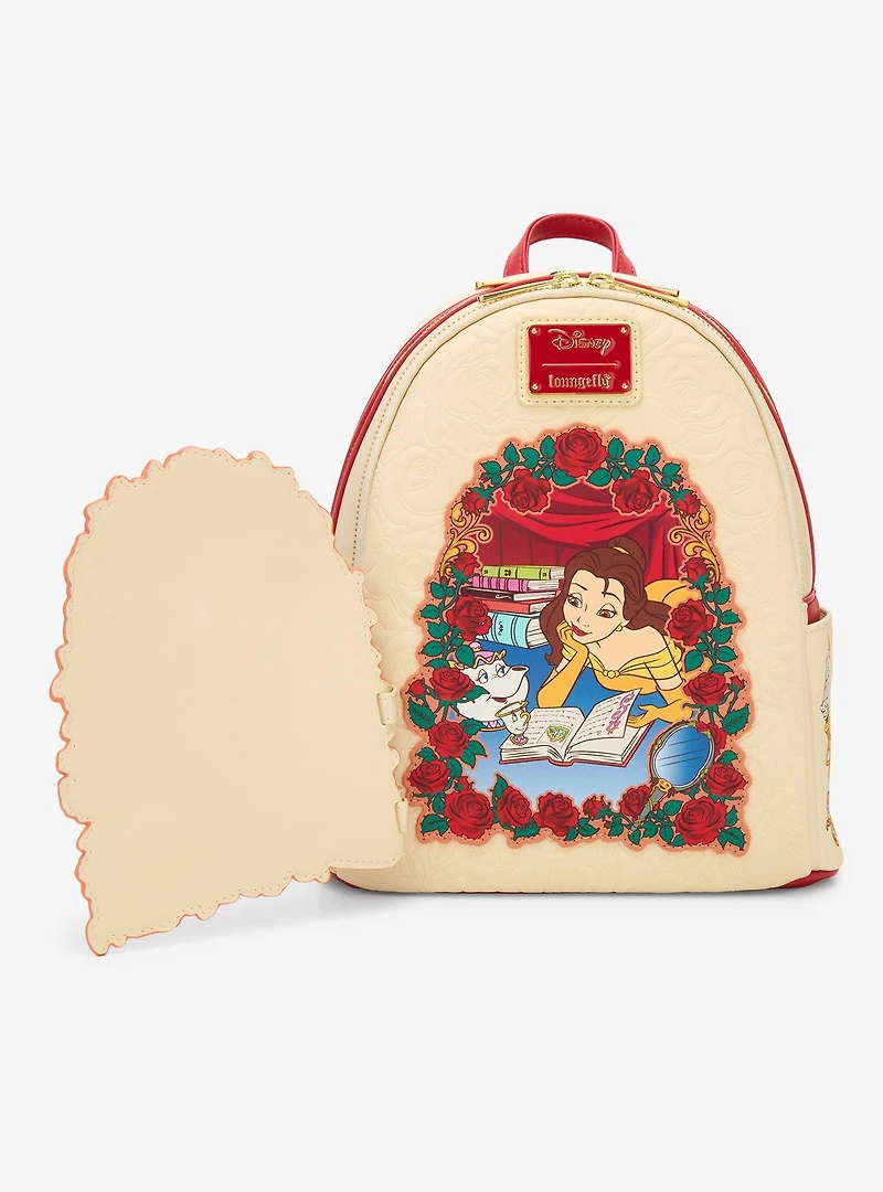 Loungefly Disney Beauty and the Beast Belle Roses Magnetic Door Mini Backpack - BoxLunch Exclusive