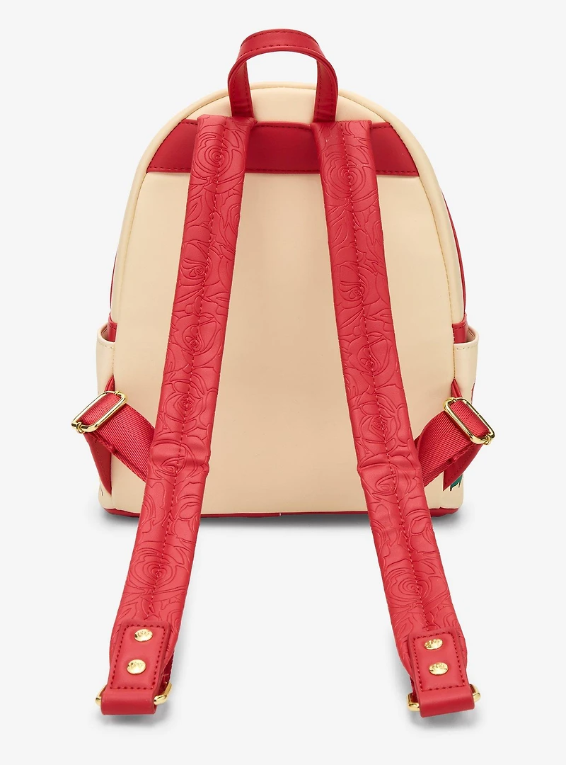 Loungefly Disney Beauty and the Beast Belle Roses Magnetic Door Mini Backpack - BoxLunch Exclusive