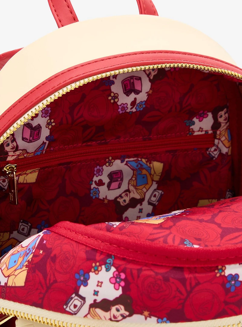 Loungefly Disney Beauty and the Beast Belle Roses Magnetic Door Mini Backpack - BoxLunch Exclusive