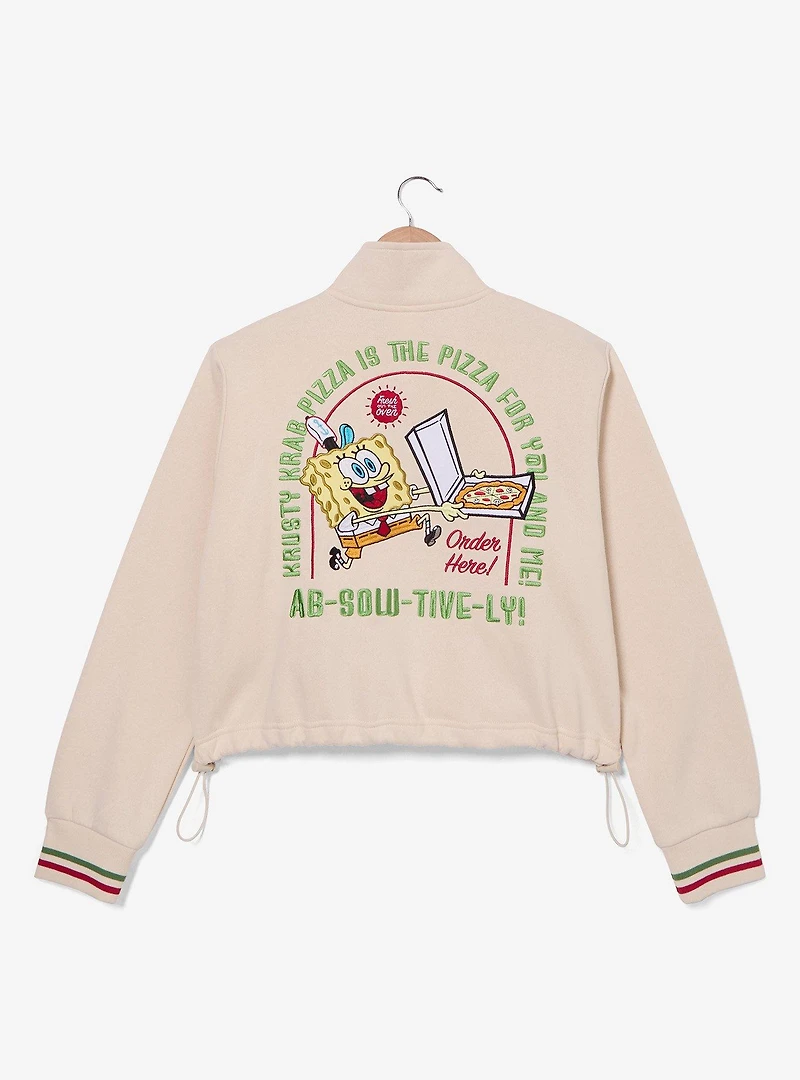 SpongeBob SquarePants Krusty Krab Pizza Logo Women's Plus Cropped Quarter Zip Crewneck - BoxLunch Exclusive