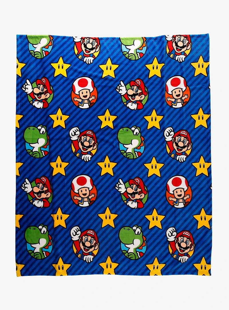 Nintendo Super Mario Bros. Characters Allover Print Fleece Throw