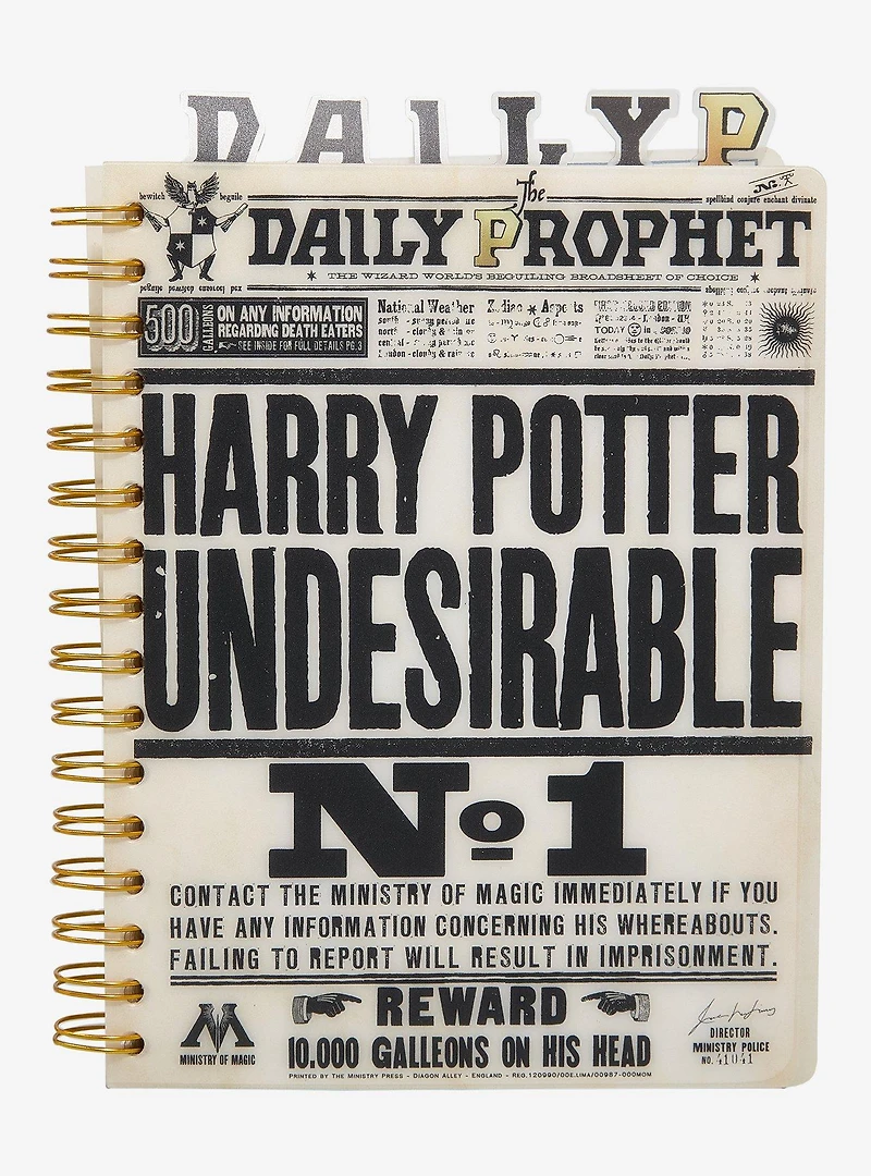 Harry Potter Daily Prophet Undesirable No. 1 Tab Journal - BoxLunch Exclusive