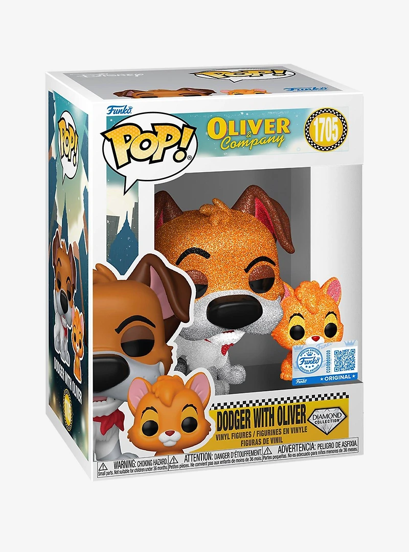 Funko Pop! Disney Oliver & Company Dodger with Oliver Diamond Collection Vinyl Figures - BoxLunch Exclusive