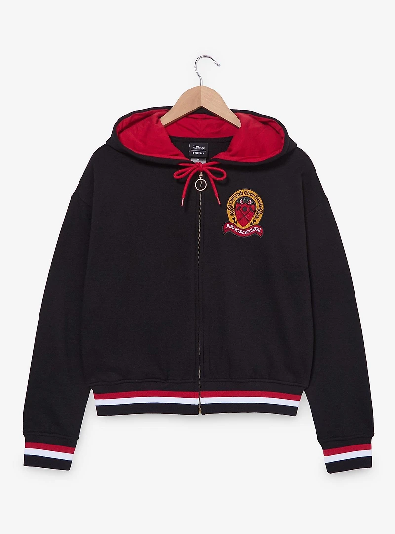 Disney Alice Wonderland Queen of Hearts Red Rose Society Women's Cropped Zippered Hoodie - BoxLunch Exclusive