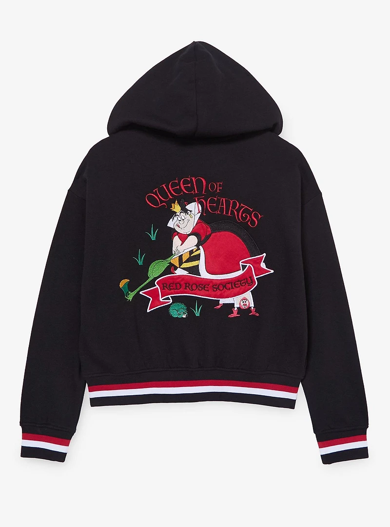 Disney Alice Wonderland Queen of Hearts Red Rose Society Women's Cropped Zippered Hoodie - BoxLunch Exclusive