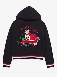 Disney Alice Wonderland Queen of Hearts Red Rose Society Women's Cropped Zippered Hoodie - BoxLunch Exclusive