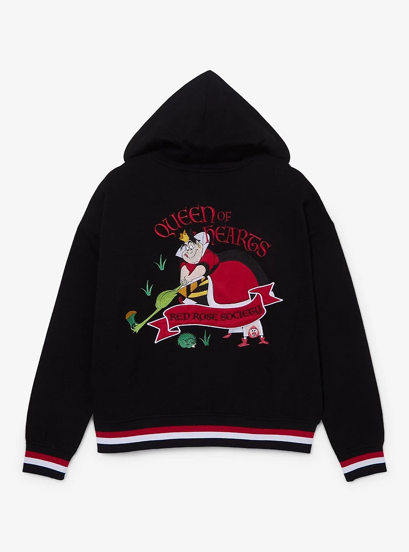 Disney Alice Wonderland Queen Of Hearts Red Rose Society Women's Plus Cropped Zippered Hoodie - BoxLunch Exclusive