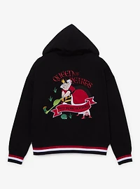 Disney Alice Wonderland Queen Of Hearts Red Rose Society Women's Plus Cropped Zippered Hoodie - BoxLunch Exclusive
