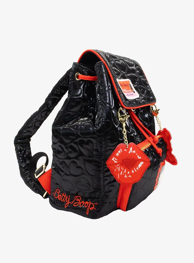 Whatever! Makes You Happy Betty Boop Quilted Heart Mini Backpack with Charms