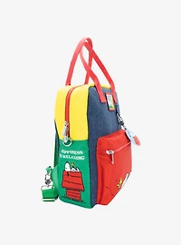 Whatever! Makes You Happy Peanuts Denim Color Block Convertible Mini Backpack