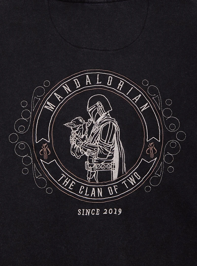 Star Wars The Mandalorian Grogu & Mando Embroidered Icons Zippered Hoodie - BoxLunch Exclusive