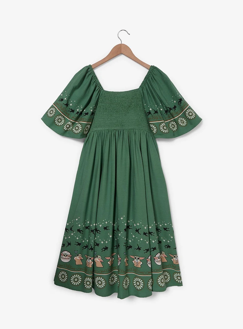 Star Wars The Mandalorian Grogu Patterned Flutter Sleeve Dress - BoxLunch Exclusive
