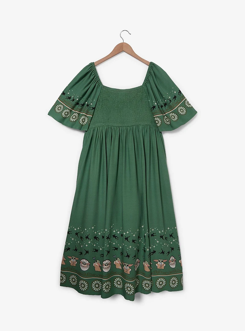 Star Wars The Mandalorian Grogu Patterned Flutter Plus Sleeve Dress - BoxLunch Exclusive