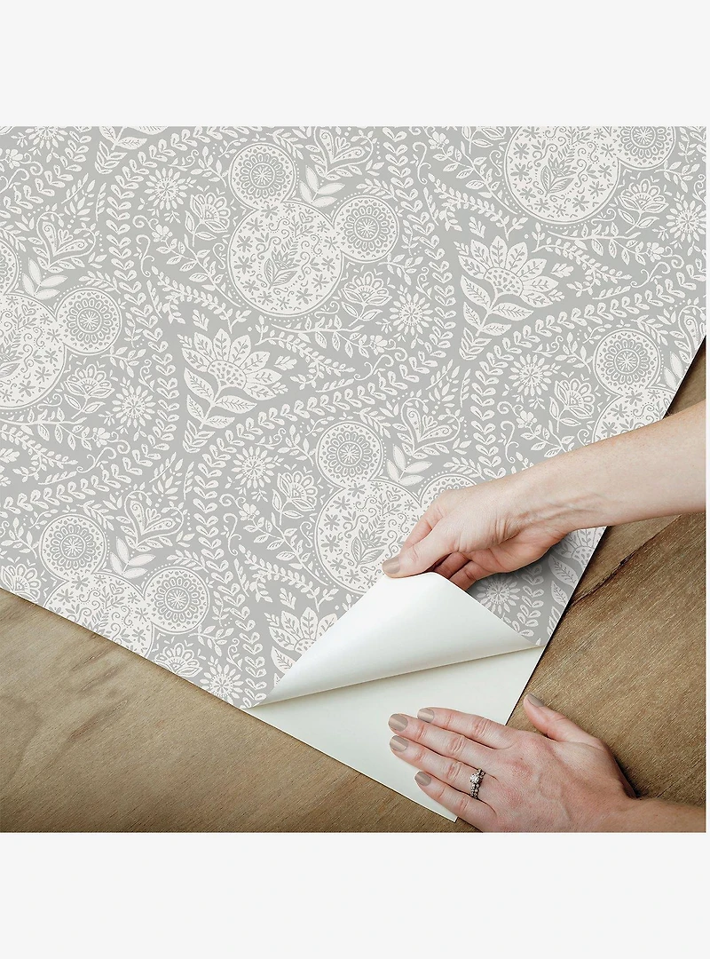 Disney Mickey Mouse Grey Block Print Peel & Stick Wallpaper