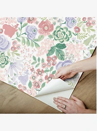 Disney Princesses Purple Watercolor Floral Peel & Stick Wallpaper