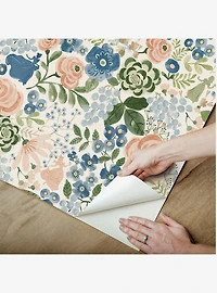 Disney Princesses Blue Watercolor Floral Peel & Stick Wallpaper