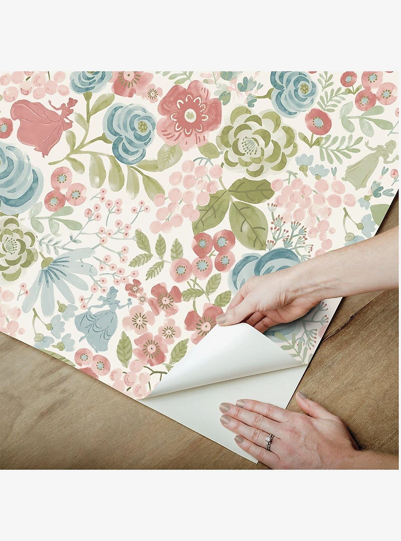 Disney Princesses Blush Watercolor Floral Peel & Stick Wallpaper