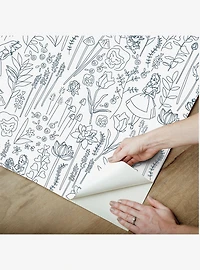 Disney Alice in Wonderland Navy Garden Peel & Stick Wallpaper