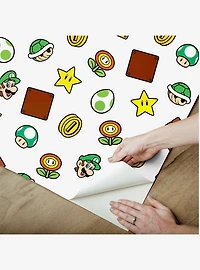 Super Mario Power Up Icons Red and Green Peel & Stick Wallpaper