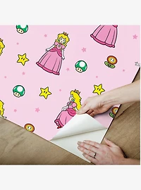 Super Mario Princess Peach Yellow and Pink Peel & Stick Wallpaper
