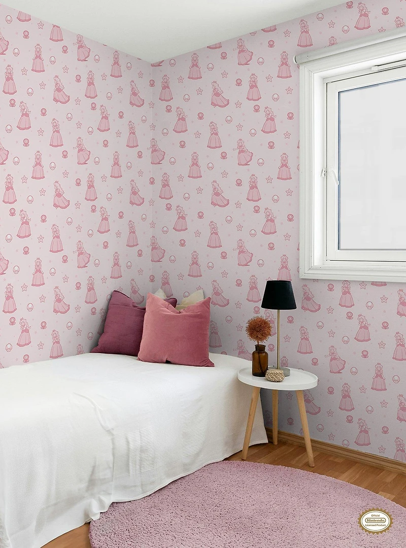 Super Mario Princess Peach Pink Peel & Stick Wallpaper