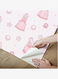 Super Mario Princess Peach Pink Peel & Stick Wallpaper