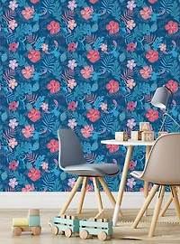 Disney Lilo & Stitch Tropical Flowers Blue Peel & Stick Wallpaper