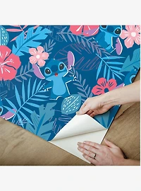 Disney Lilo & Stitch Tropical Flowers Blue Peel & Stick Wallpaper