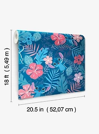 Disney Lilo & Stitch Tropical Flowers Blue Peel & Stick Wallpaper