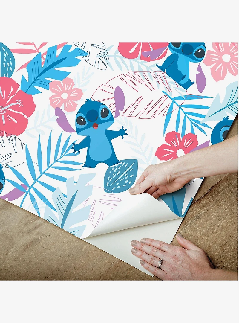 Disney Lilo & Stitch Tropical Flowers Pink Peel & Stick Wallpaper