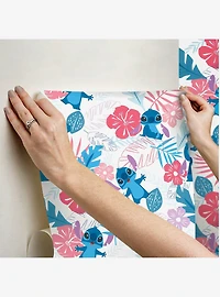 Disney Lilo & Stitch Tropical Flowers Pink Peel & Stick Wallpaper