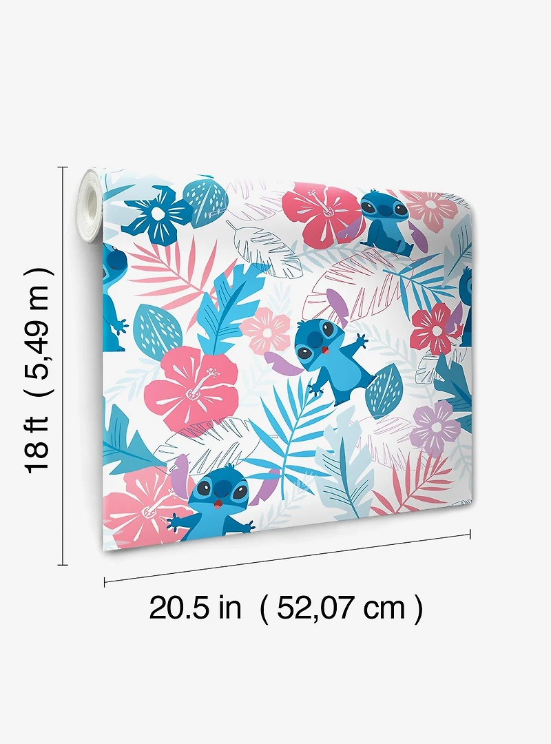 Disney Lilo & Stitch Tropical Flowers Pink Peel & Stick Wallpaper