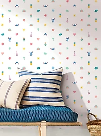 Disney Lilo & Stitch Aloha Mini Print Blue and Pink Peel & Stick Wallpaper