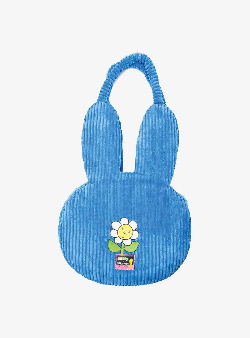 Whatever! Makes You Happy x Miffy Face Figural Blue Corduroy Oversized Tote Bag