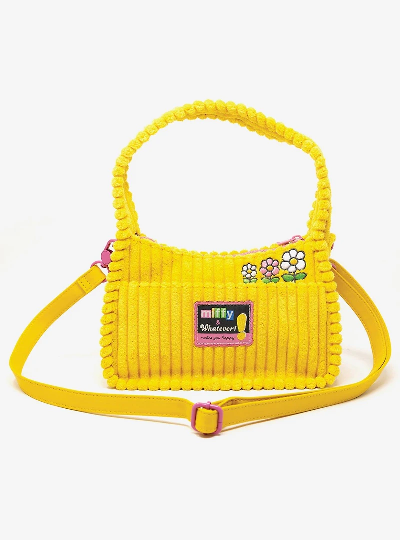 Whatever! Makes You Happy x Miffy Yellow Corduroy Crossbody Bag with Charm