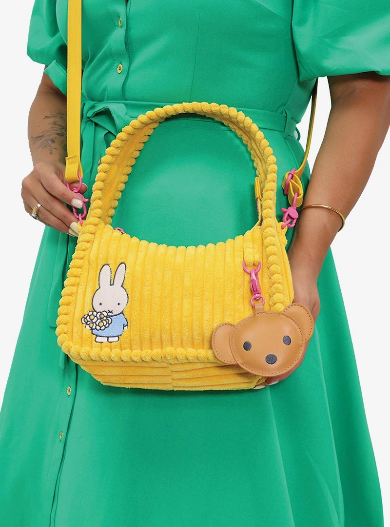Whatever! Makes You Happy x Miffy Yellow Corduroy Crossbody Bag with Charm