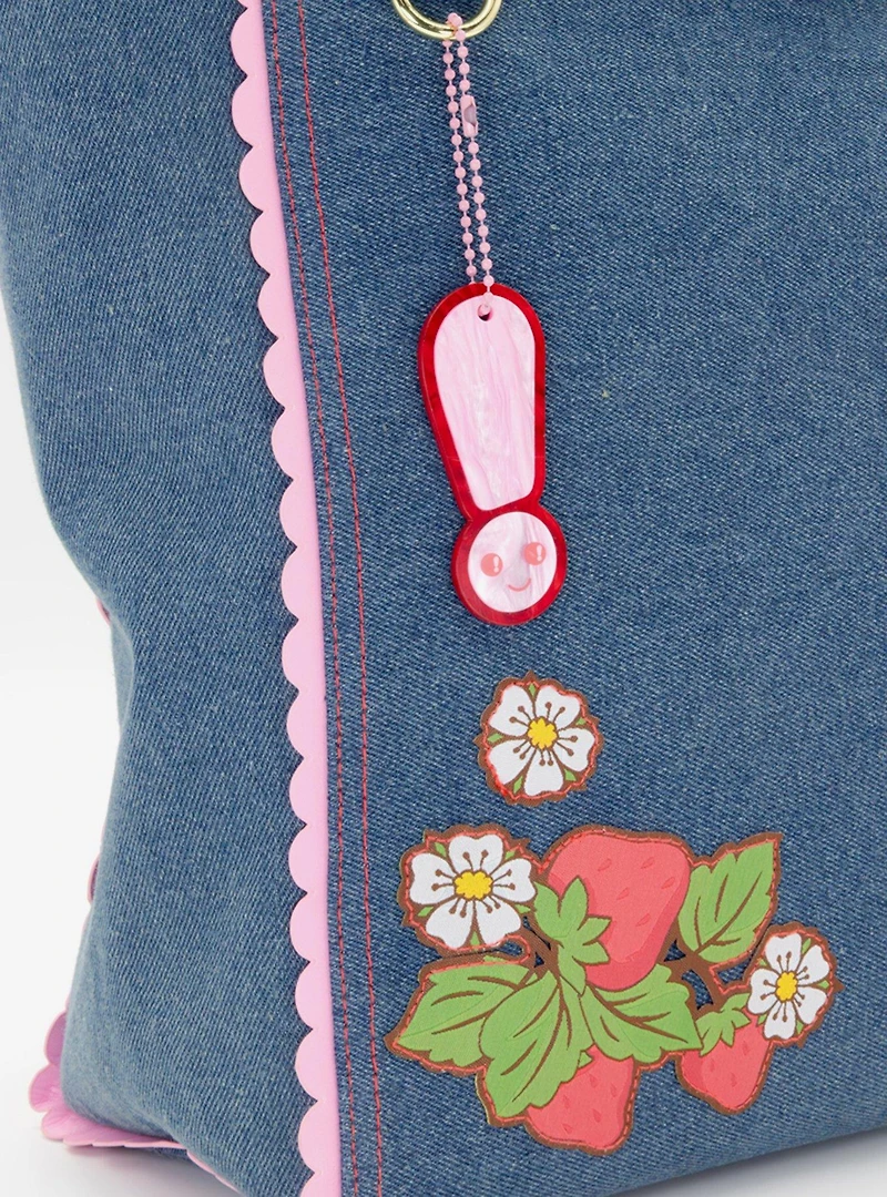 Whatever! Makes You Happy x Strawberry Shortcake Denim Tote Bag