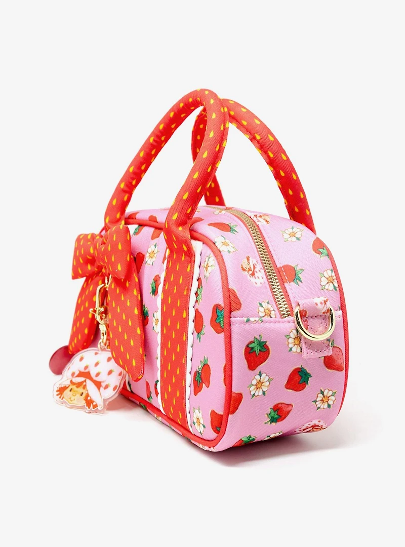 Whatever! Makes You Happy x Strawberry Shortcake Strawberries Allover Print Mini Duffle Crossbody Bag With Bag Charm