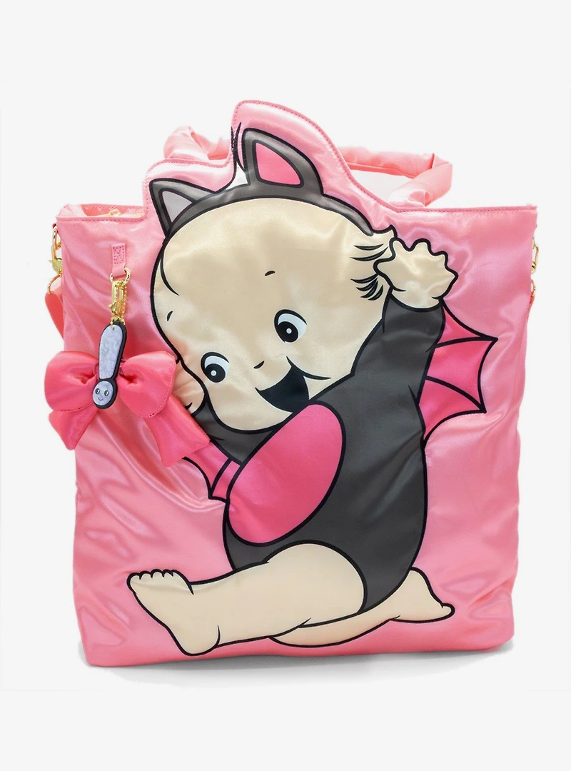Whatever! Makes You Happy Kewpie Bat Puffy Tote Bag with Ribbon Charm