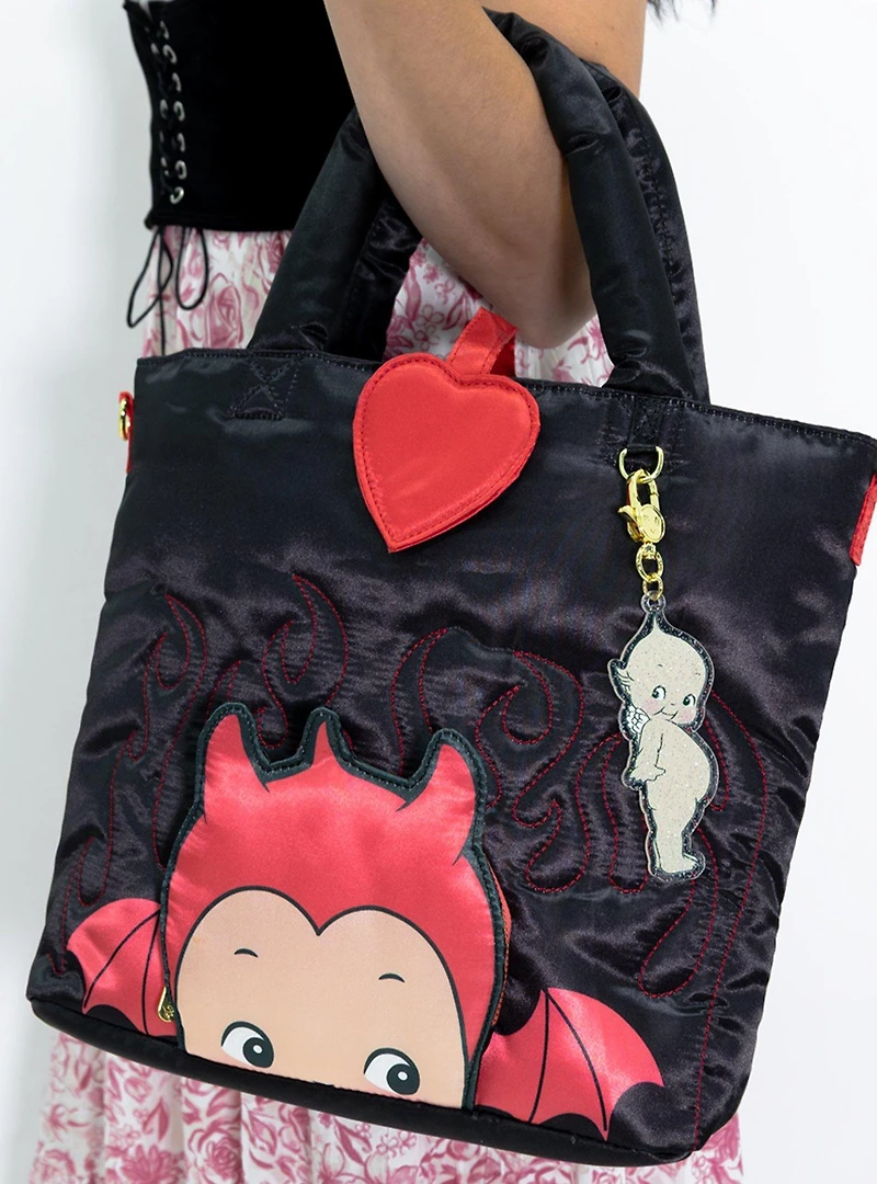 Whatever! Makes You Happy Kewpie Devil Puffy Tote Bag with Angel Charm