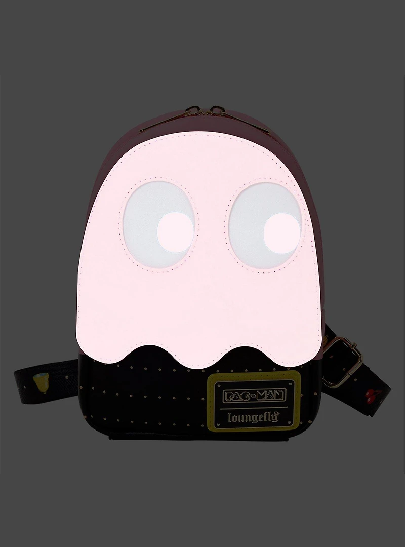 Loungefly PAC-MAN Pinky Ghost Glow-in-the-Dark Sling Crossbody