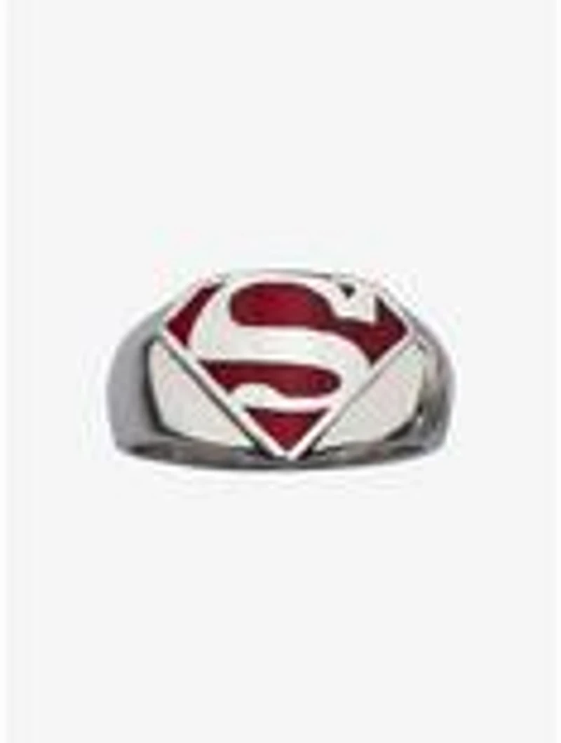 DC Comics Superman "Man of Steel" Red Enamel Signet Ring