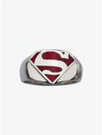 DC Comics Superman "Man of Steel" Red Enamel Signet Ring